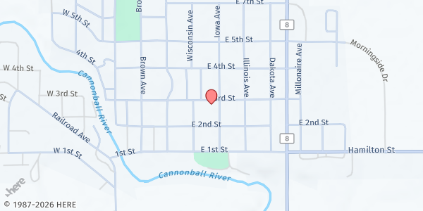 Map showing Mott Food Pantry at 212 Iowa Ave, Mott, ND