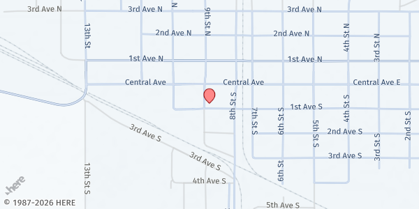 Map showing Evangelical Free Church at 828 1st Ave S, New Rockford, ND