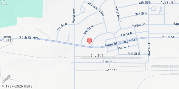 Map showing St Anthony of Padua Catholic Church at 202 Eagle Dr, New Town, ND