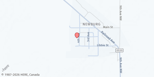 Map showing Dovre Lutheran Church at 311 4th Ave, Newburg, ND