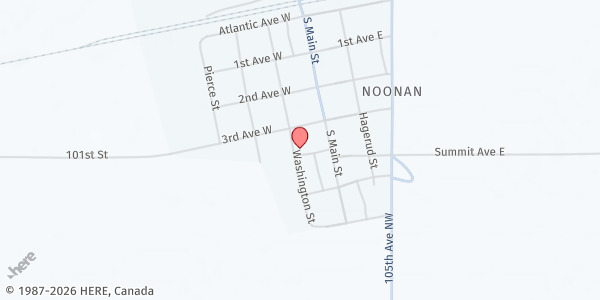 Map showing Bethlehem Lutheran Church at 403 Washington St, Noonan, ND
