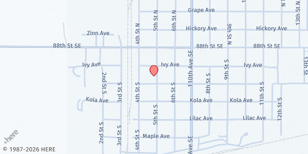 Map showing Oakes Area Food Pantry at 115 S 5th St, Oakes, ND