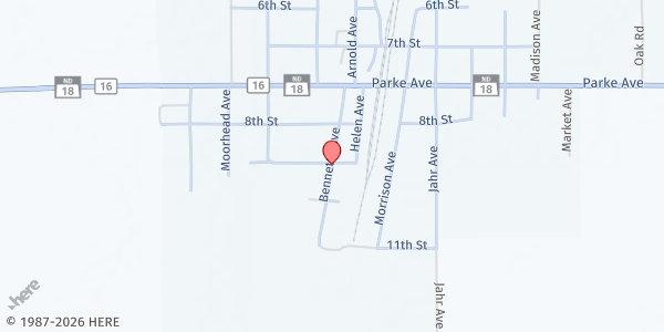 Map showing May-Port Food Pantry at 717½ Bennett Ave, Portland, ND