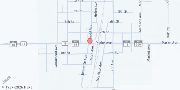 Map showing May-Port Food Pantry at 717 ½ Bennett Ave, Portland, ND