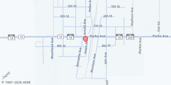 Map showing May-Port Food Pantry - Food Distribution Center at 703 Helen Ave, Portland, ND