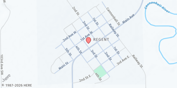 Map showing Regent Lutheran Parish at , Regent, ND