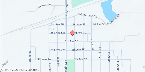 Map showing Mountrail Community Food Pantry at 18 2nd Ave SE, Stanley, ND