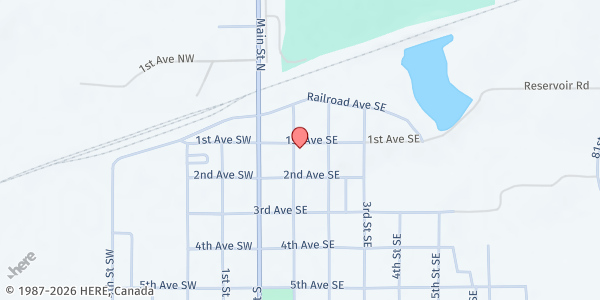 Map showing Mountrail Community Food Pantry at 108 1st St. SE, Stanley, ND