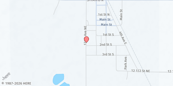 Map showing Kidder County Food Pantry at 202 1st Street Avenue NW, Steele, ND