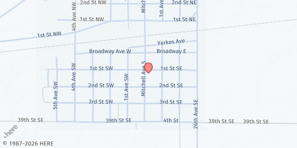 Map showing Trinity Lutheran Church at 203 Mitchell Ave S, Steele, ND