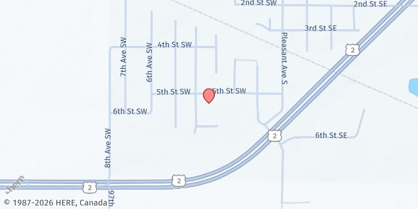 Map showing Hope Lutheran Church at 200 5th St SW, Surrey, ND