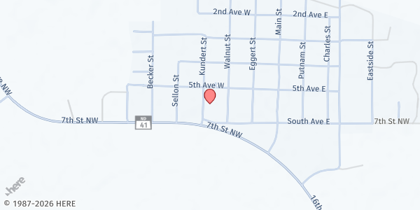 Map showing The Lord's Pantry - Food Distribution Center at 515 Kundert St, Turtle Lake, ND