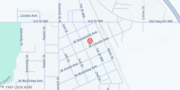 Map showing Community Cupboard of Underwood at 208 Lincoln Ave, Underwood, ND