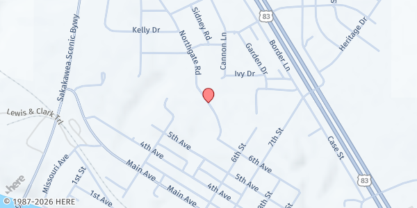 Map showing St Edwin's Catholic Church at 906 Northgate Rd, Washburn, ND