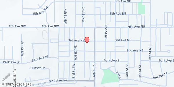 Map showing McKenzie County Food Pantry at 212 2nd St NW, Watford City, ND
