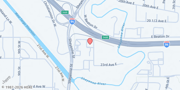 Map showing Dorothy Day West Fargo at 45 21st Ave. E, West Fargo, ND