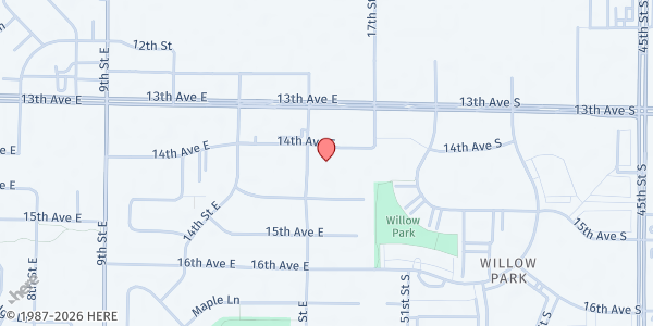 Map showing Lutheran Church of the Cross at 1402 16th St. E, West Fargo, ND