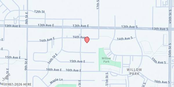 Map showing West Fargo Eats at 1402 16th Street East, West Fargo, ND