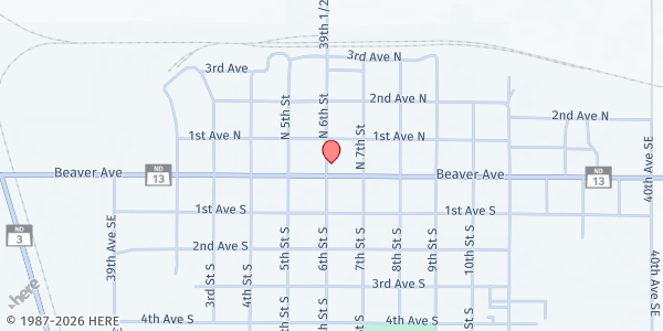 Map showing Wishek Food Pantry at 5 Centennial St, Wishek, ND