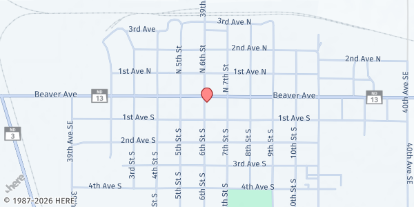 Map showing Wishek Food Pantry - Food Distribution Center at 5 Centennial St S, Wishek, ND