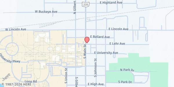 Map showing ADA Church of Christ Dscpls at 316 S Main St, Ada, OH