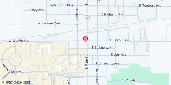 Map showing First Presbyterian Church - Ada at 201 S Main St, Ada, OH