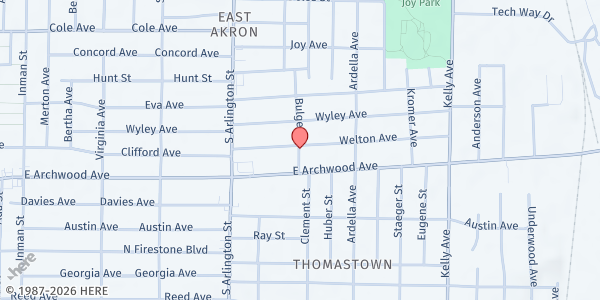 Map showing Adams Park at N Adams Park, Akron, OH