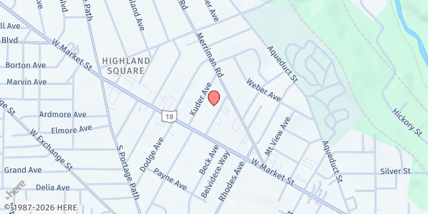 Map showing Akron Christian Reformed Church Pantry at 50 Marshall Ave, Akron, OH