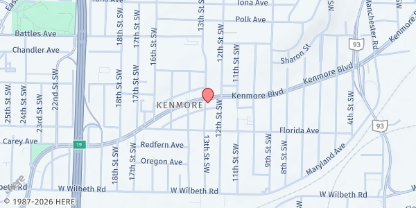 Map showing Akron Say No to Dope at 932 Kenmore Blvd, Akron, OH