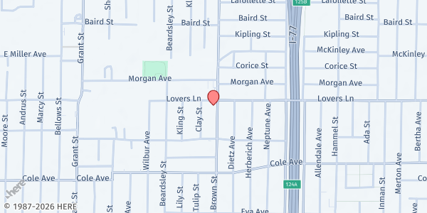 Map showing Brechmacher House at 1012 Brown St., Akron, OH