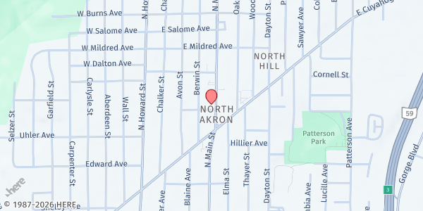 Map showing Bridging The Gap Ministries at 3200 W Bailey Rd, Akron, OH