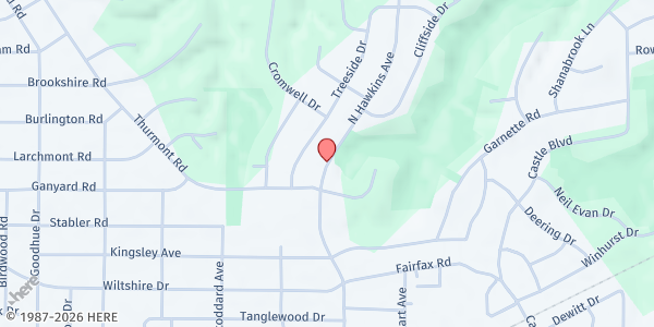 Map showing Christ Woodland UMC Pantry at 444 N. Hawkins Ave, Akron, OH