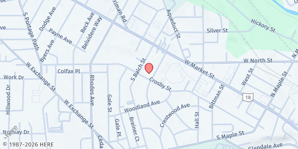 Map showing Church of Our Saviour - Meal Distribution at 471 Crosby St, Akron, OH