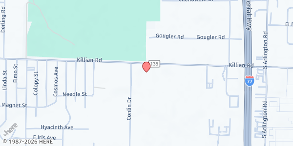 Map showing Cornerstone Free Methodist Church at 2445 S. Arlington Rd, Akron, OH