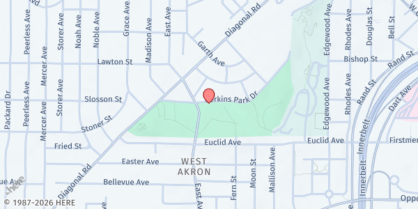 Map showing Ed Davis Community Center at 730 Perkins Park Dr, Akron, OH
