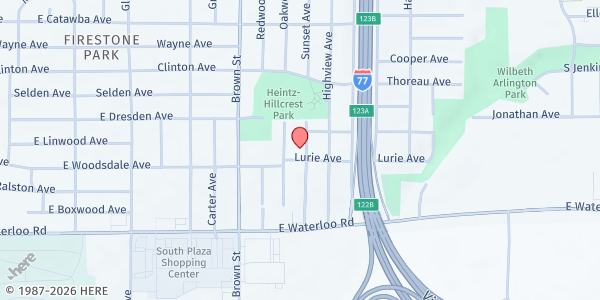 Map showing Faith And Prayer International Outreach Ministries at 1792 Sunset Avenue, Akron, OH