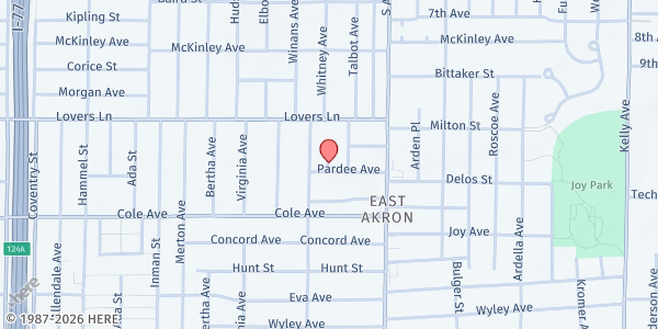 Map showing Faith Temple Church - Pantry Location at 701 Sylvan Ave, Akron, OH