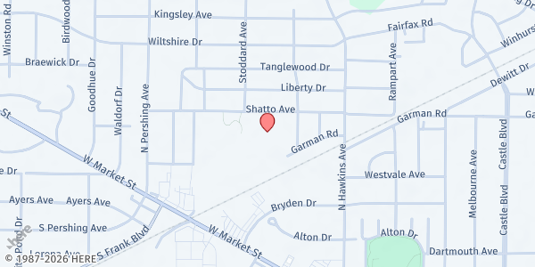 Map showing First Baptist Church of Akron at 1670 Shatto Ave, Akron, OH