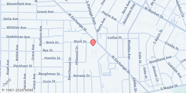 Map showing First Grace United Church Of Christ at 1265 South Cleveland Massillon Road, Akron, OH