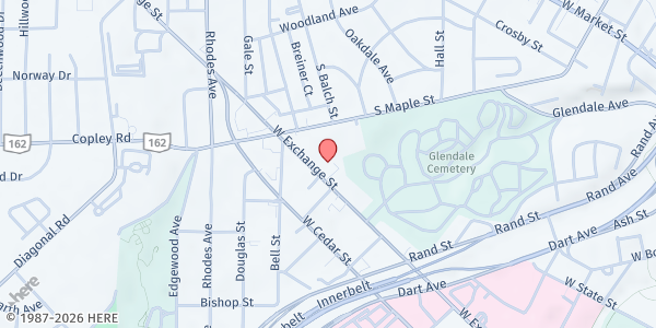 Map showing Gennesaret at 419 W Exchange St, Akron, OH