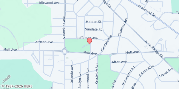 Map showing Good Samaritan Hunger Center - Greenwood Ave at 260 Greenwood Ave, Akron, OH