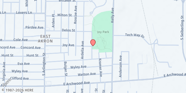 Map showing Good Samaritan Hunger Center - Pantry at 825 Fuller St., Akron, OH