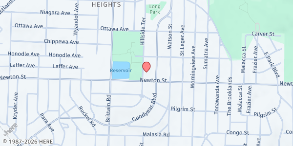 Map showing Joanns' Pantry at 1690 Hillside Terrace, Akron, OH