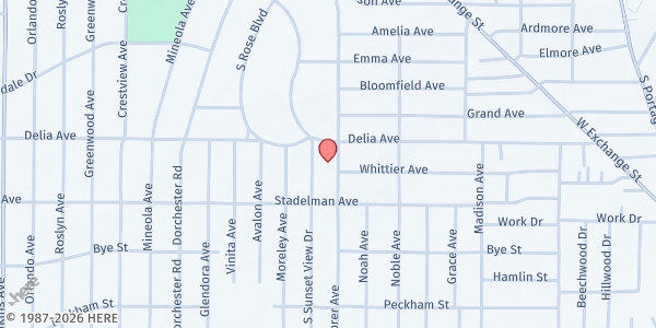 Map showing Kingdom Mission Outreach at 394 Storer Ave., Akron, OH