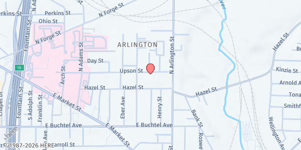 Map showing Links Community and Family Services at 756 Upson St., Akron, OH