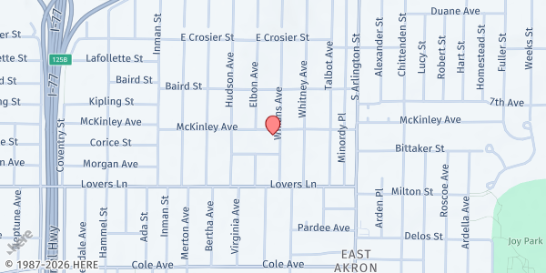 Map showing Macedonia Baptist Church at 940 McKinley Ave., Akron, OH