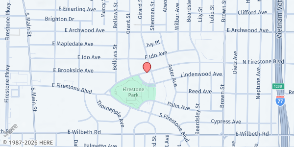Map showing Meal Distribution at Firestone Park at 250 N. Firestone Park Blvd, AKRON, OH
