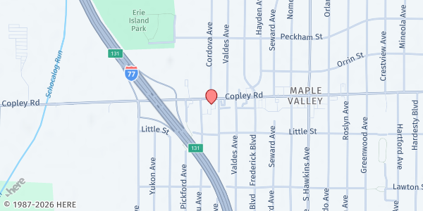 Map showing Mountain of The Lord at 1477 Copley Rd., Akron, OH