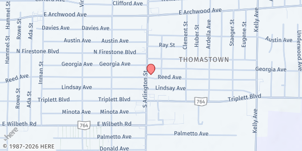 Map showing New Exodus at 1063 S. Arlington St., Akron, OH