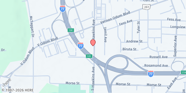 Map showing New Hope Baptist Church - Pantry at 1706 S Hawkins Ave, Akron, OH